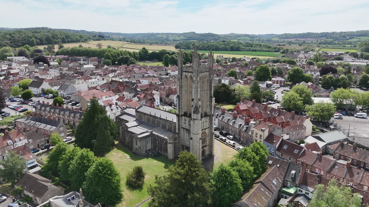 St Cuthbert's Church Wells Somerset drone,aerial