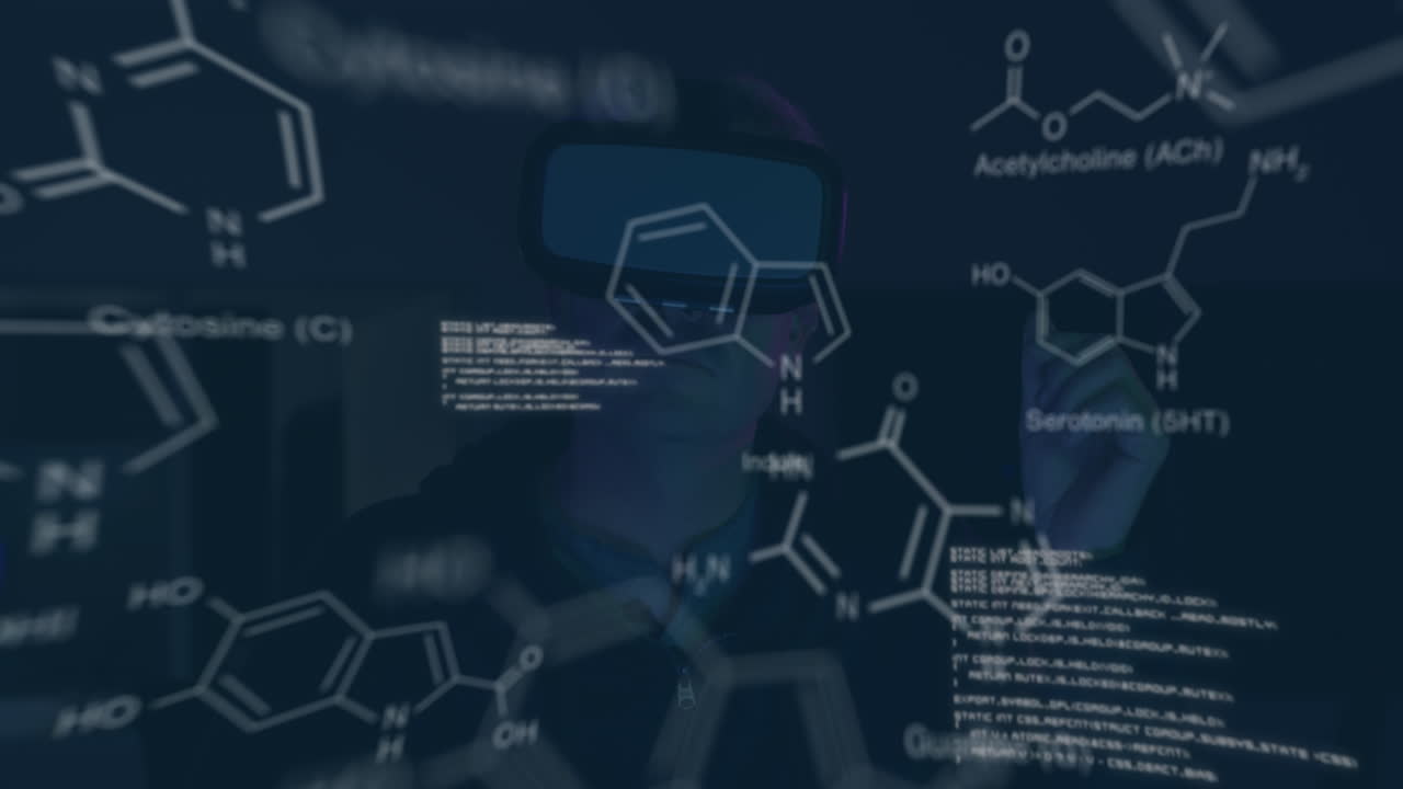 vr 헤드 ⁇ 을 사용하여 코카시안 남자에 대한 데이터 처리 애니메이션