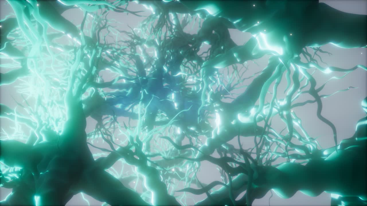 viaje a través de una red de células neuronales dentro del cerebro