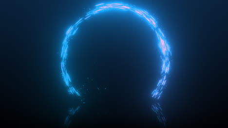 blue glowing energy particle ring bursting particles when hitting the floor