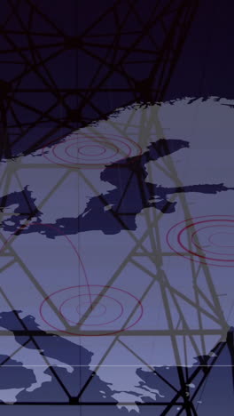 animation of europe and pylon over data processing