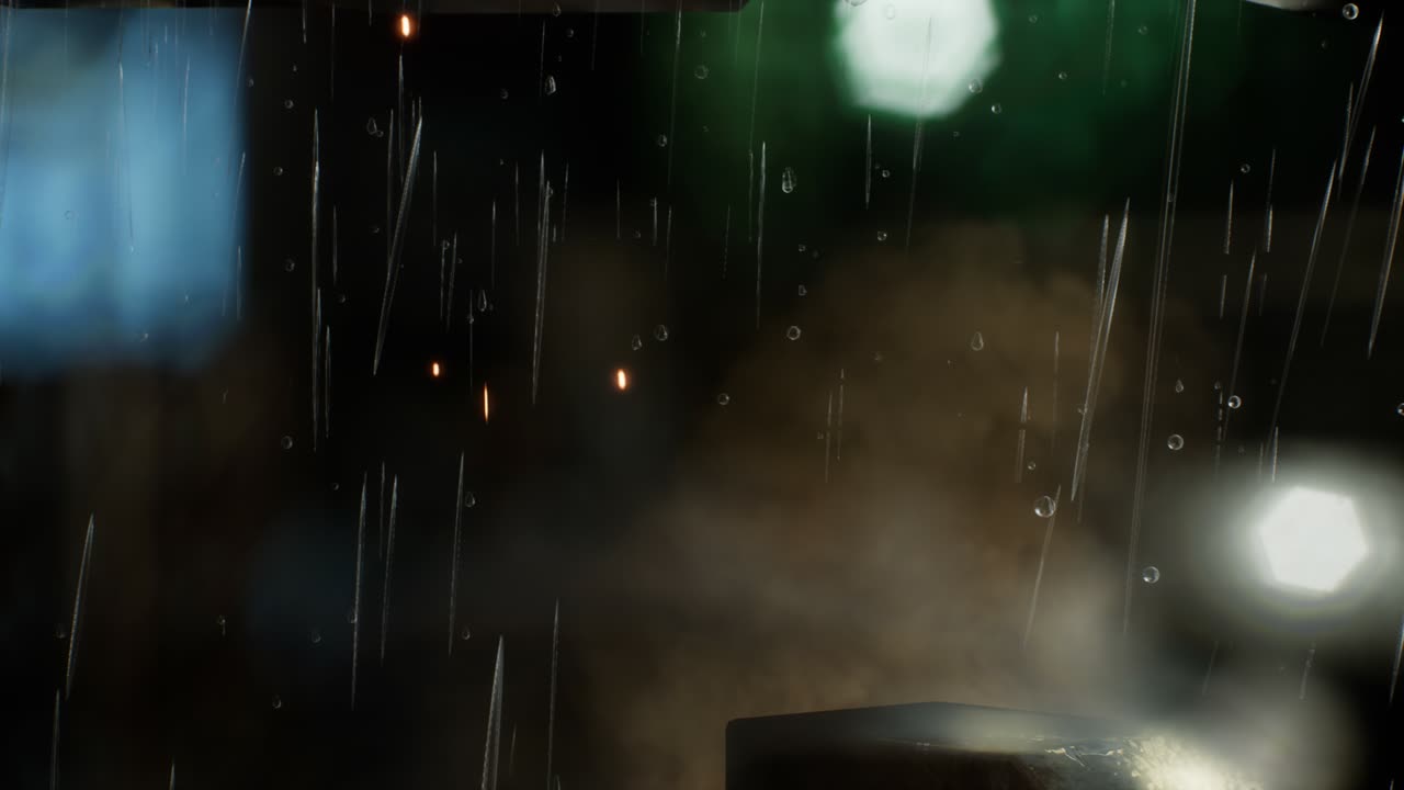 비가 오는 밤에 구시가지의 거리