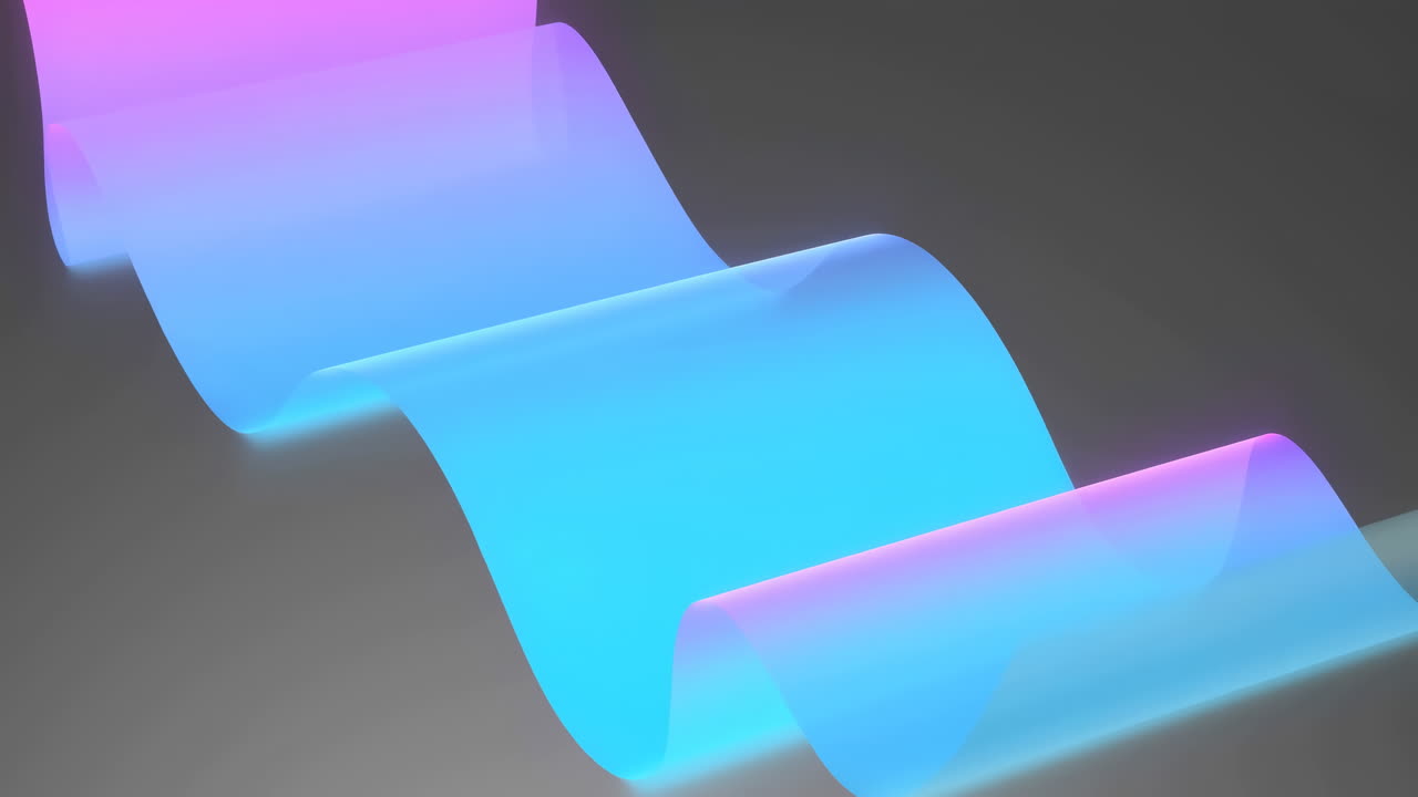 Iridescent Pastel Ribbon Looping Across Neutral Ground, Glossy D Surface With Soft Gradients And Modern