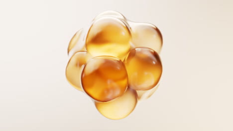 Transparent golden bubbles background, 3d rendering