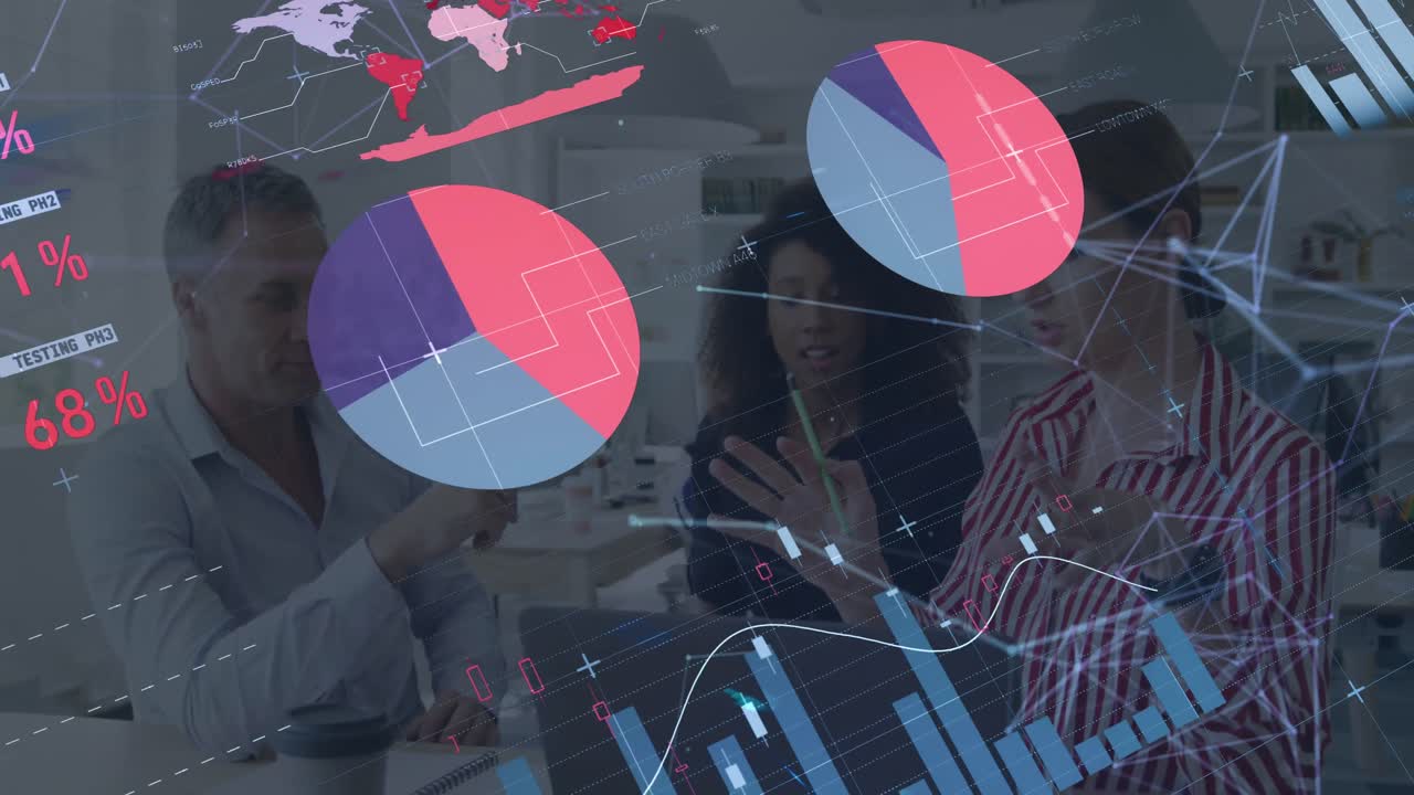 animación de la red de conexiones con el procesamiento de datos sobre diversas personas de negocios