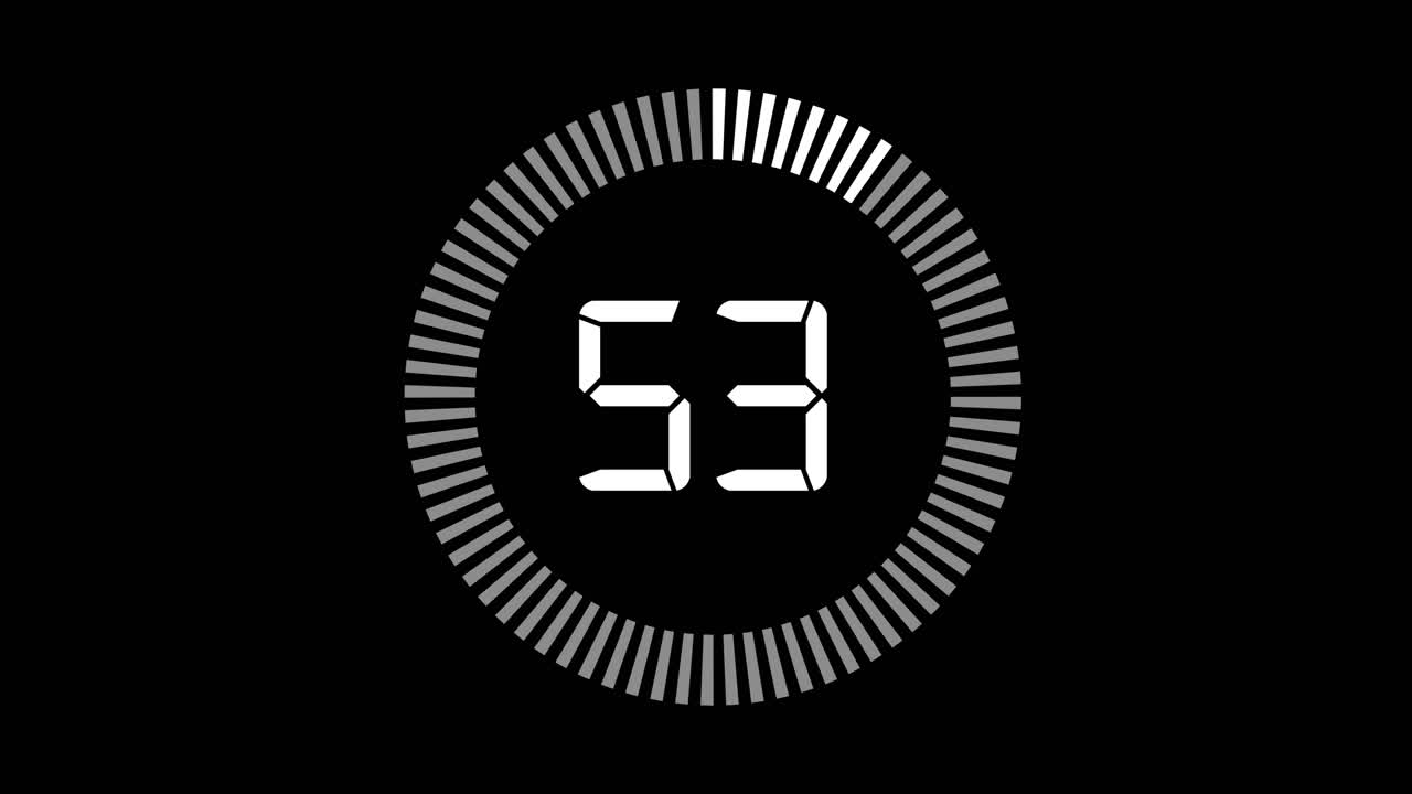 Modern flat design countdown one minute animation from 60 to 0 seconds green screen loop animation