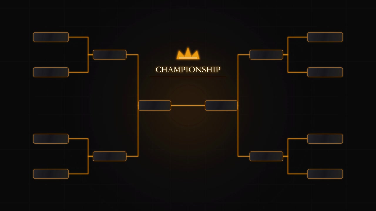Grafica animata del tabellone del torneo con icona della corona del campionato