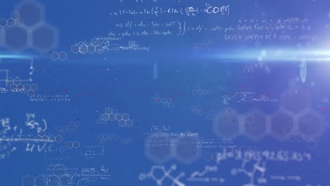 animation of mathematical equations over blue background