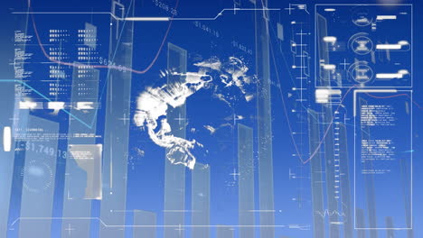 graph and statistics moving with rotating globe