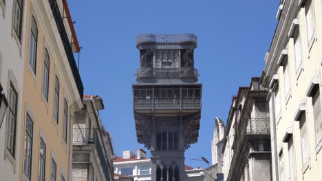 santa justa lift in lisbon, portugal famous landmark and tourist attraction with viewing platform