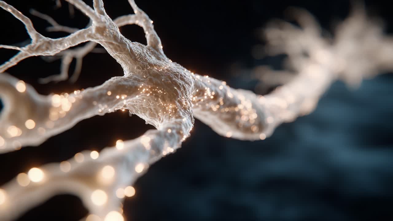 Un'esplorazione ravvicinata dei neuroni: visualizzazione dell'intricata struttura e connettività dei percorsi neurali in una splendida rappresentazione digitale.