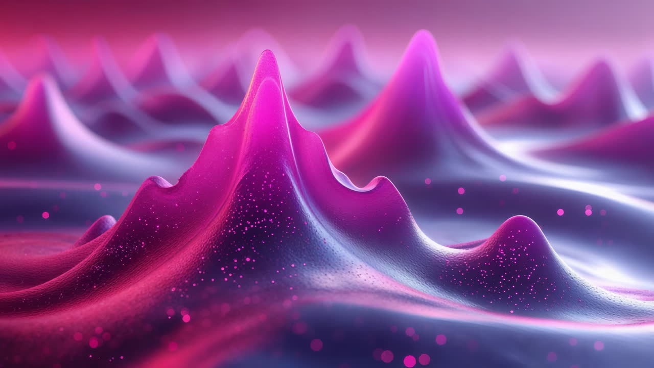 Abstract Neon Pink and Purple Peaks with Sparkling Particles
