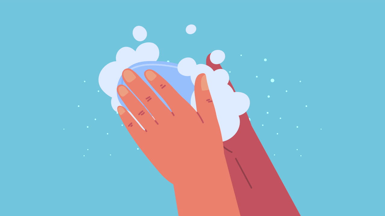 세계 손 기 날 애니메이션 - 손과 비누 거품