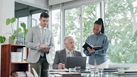 laptop, training and a senior manager