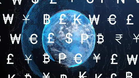 animation of currency symbols over globe