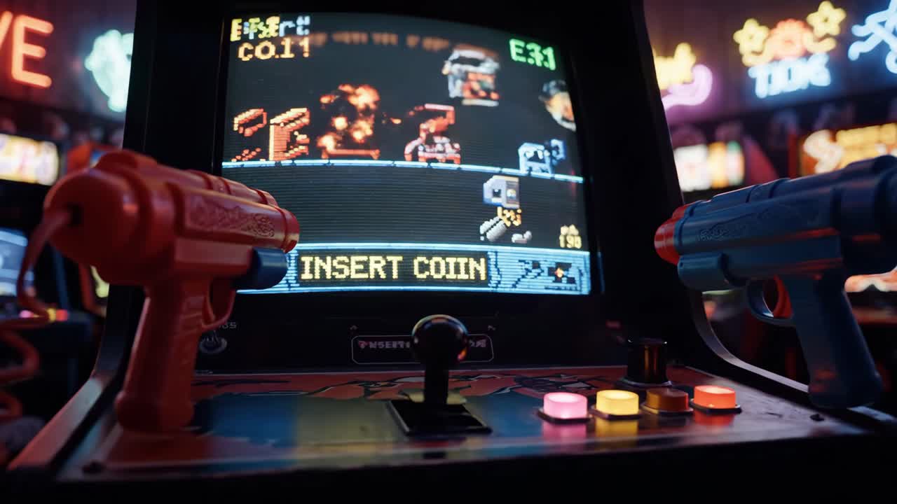 Retro Arcade Game with Light Guns