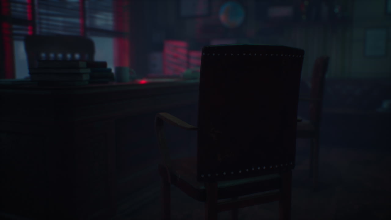 petit bureau rétro la nuit