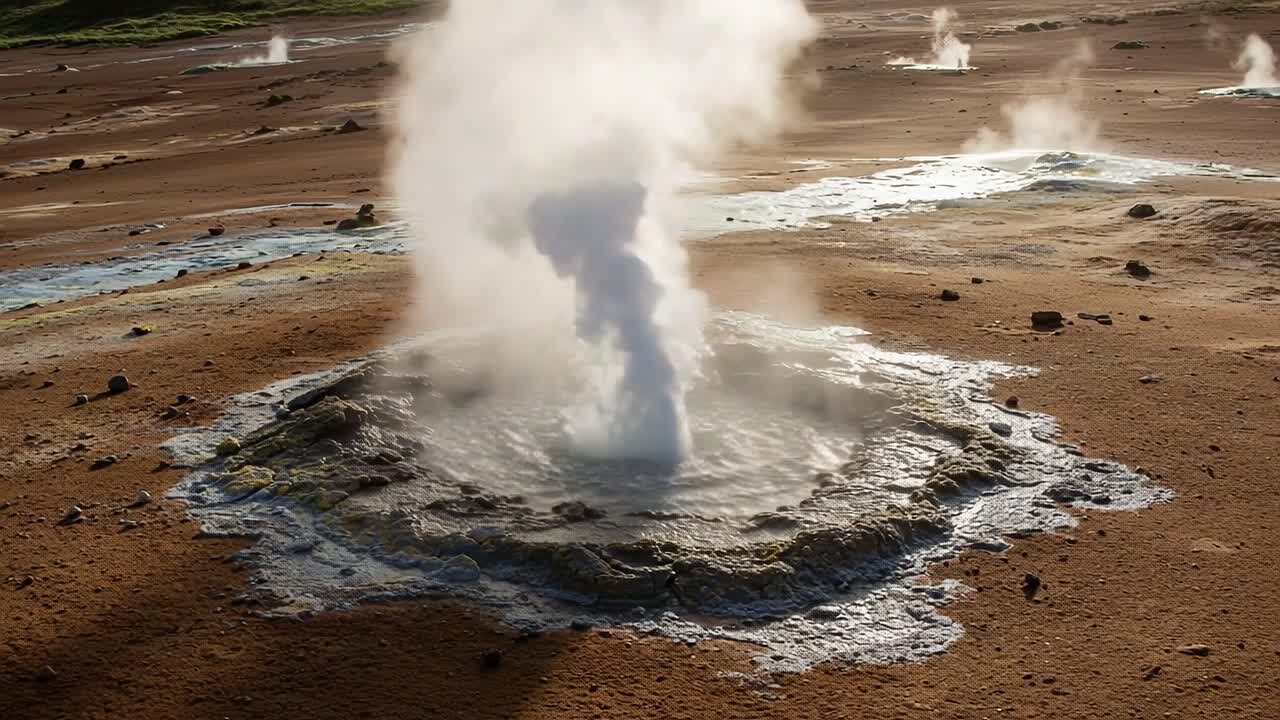Majestic Eruption of Geysers: Captivating Geysers Burst from Earth's Surface, Showcasing the Natural Wonders of Geothermal Activity in a Breathtaking Landscape