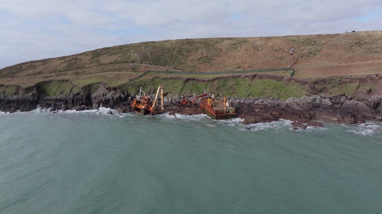 4K Cinematic drone footage of the mysterious Ghost Ship MV Alta stranded along the Cork coastline. Co.Cork - Ireland_14
