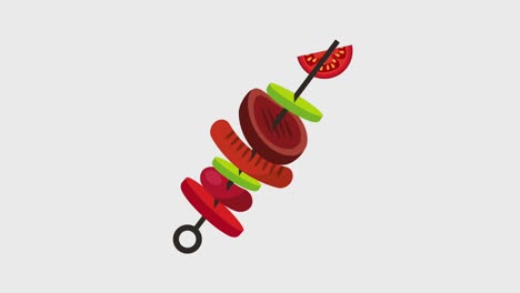 kebab de carne a la parrilla con salchicha de tomate