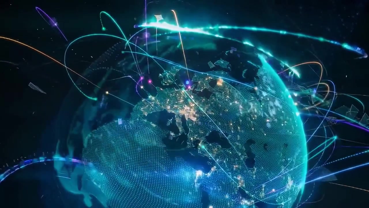 Digital Earth Globe with Global Data Network Connections