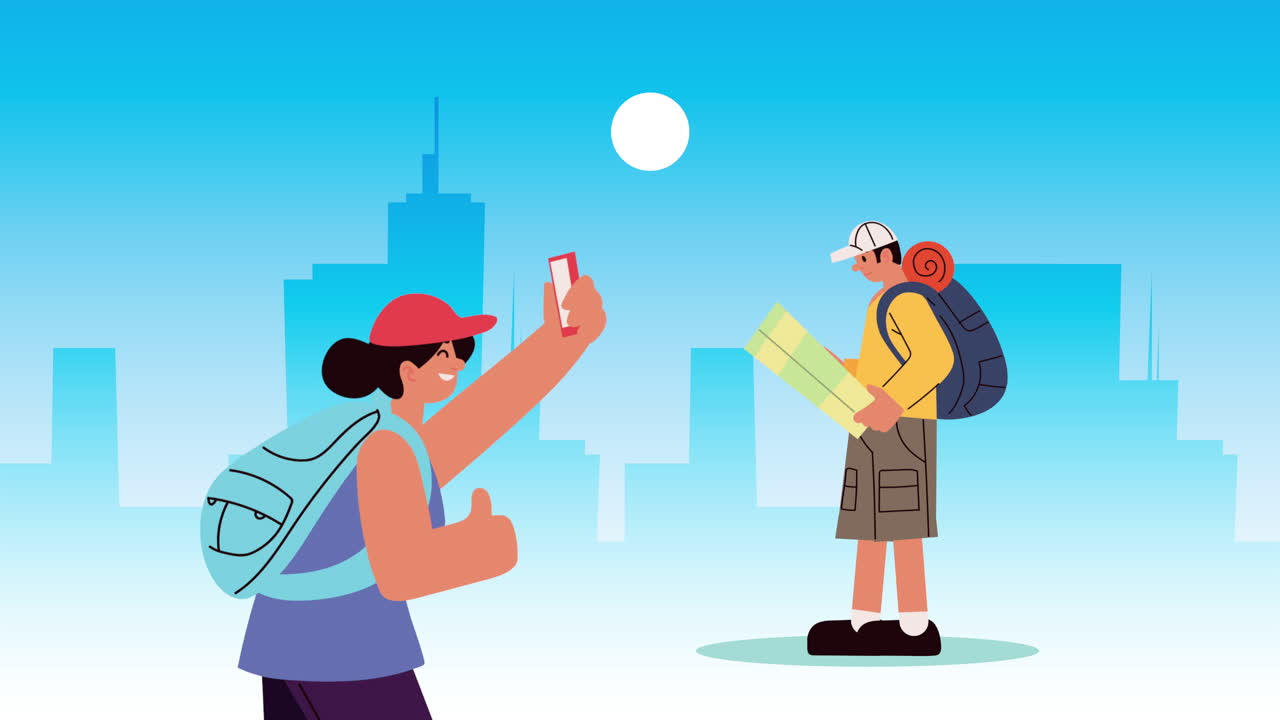 Two Tourists in a City