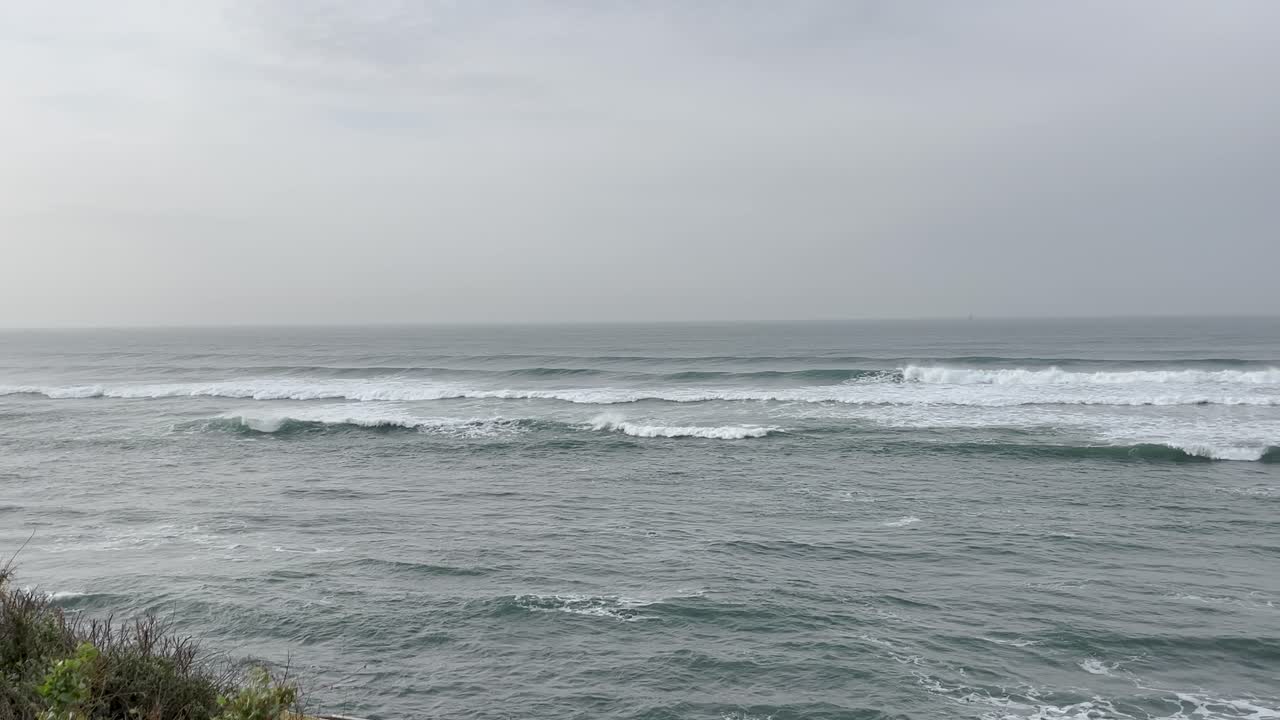 Ocean view waves coastline wavy sea water cloudy sky Portugal Atlantic side