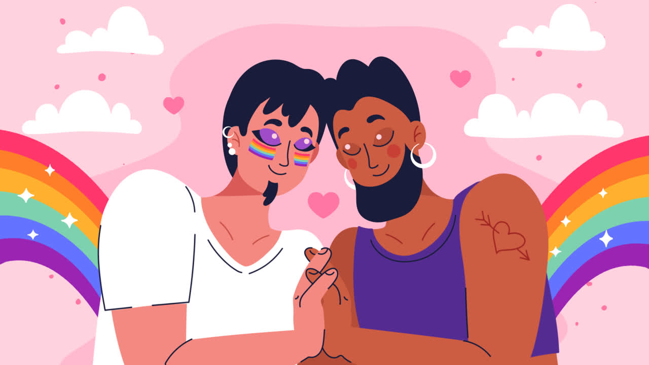 gráfico de movimiento de fondo plano para la celebración del mes del orgullo