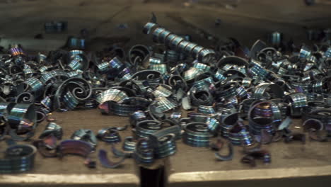 metal shavings on machine bed