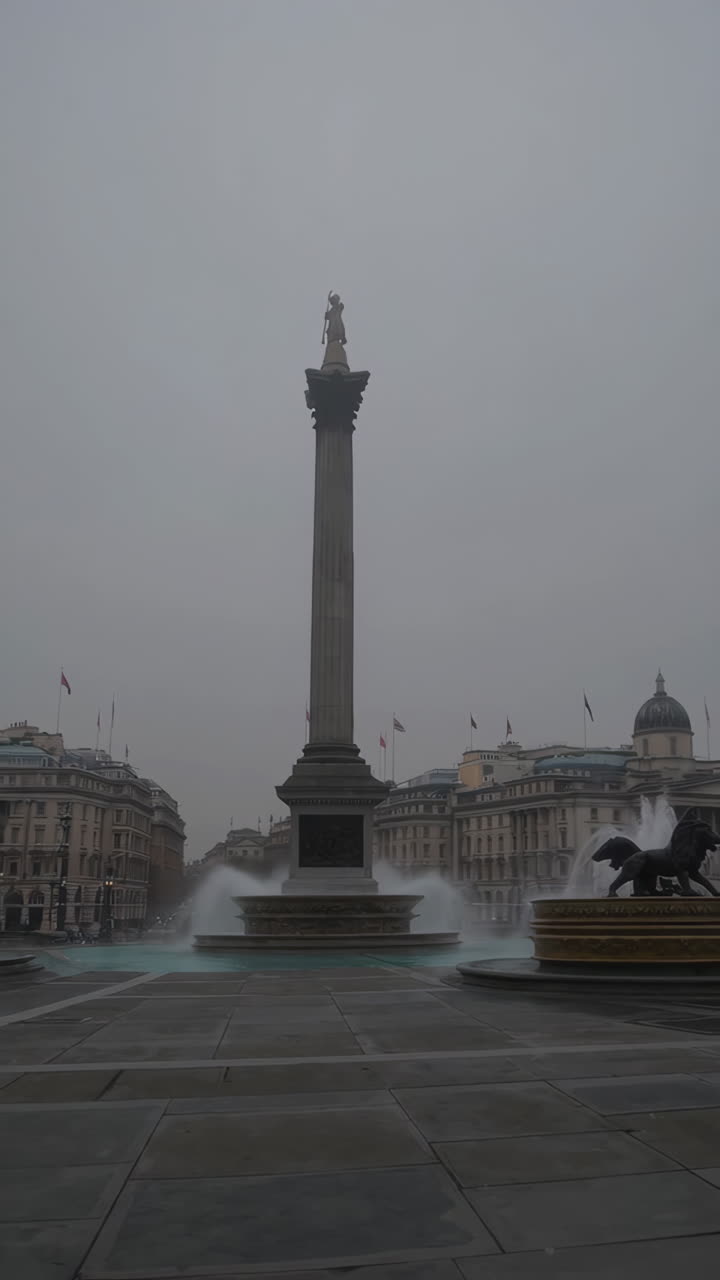 Trafalgar Square in London on a Cloudy Day