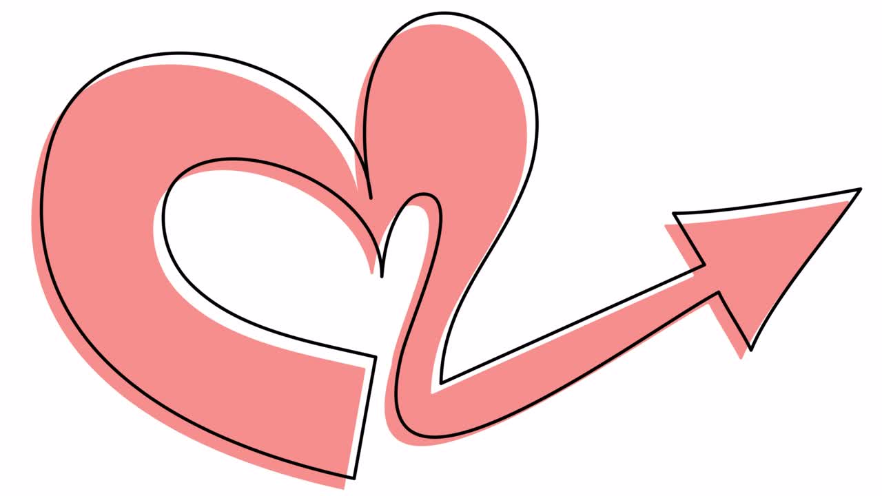 auto-dibujo de una flecha en forma de corazón en una línea