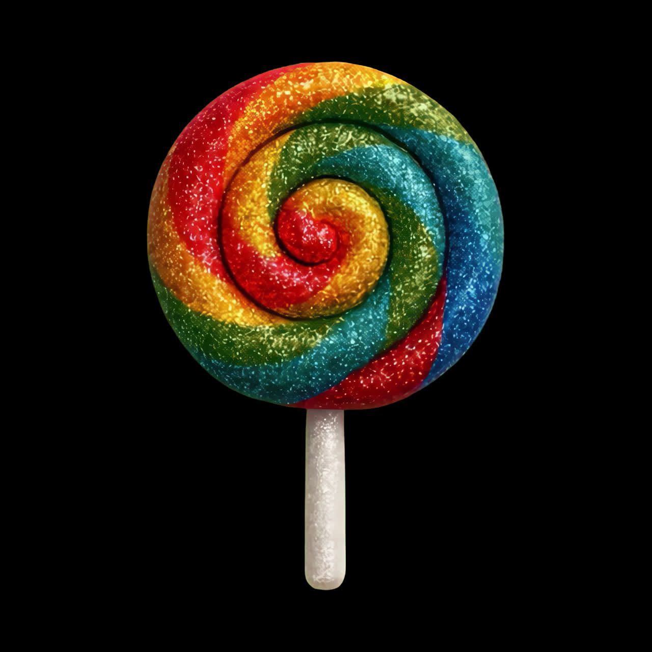 Risorsa isolata di animazione di dolcetto a spirale colorato, video 4K trasparente, canale alfa, ProRes