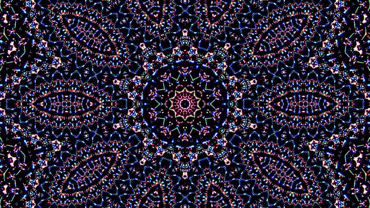 hermoso caleidoscopio abstracto que brilla, una luz radiante que regula los movimientos sutiles