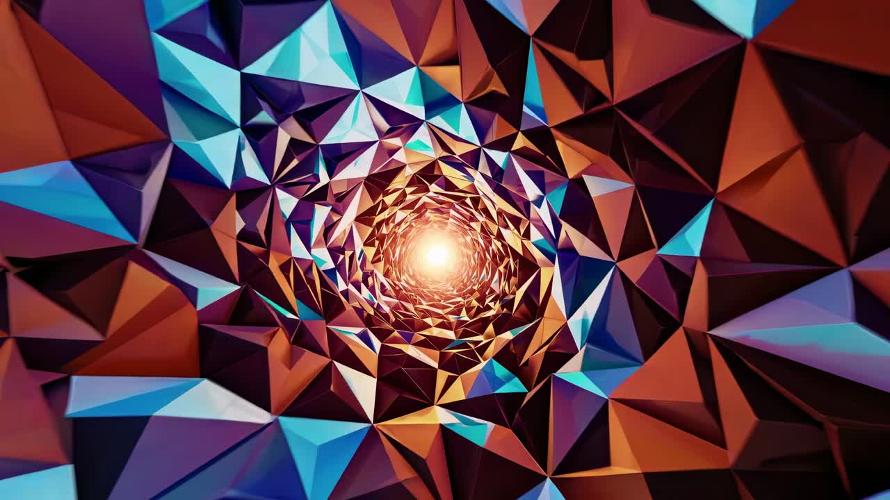 Abstract geometric tunnel with light