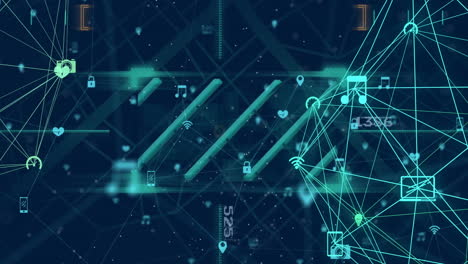 Animation of network of connections and data processing over globe