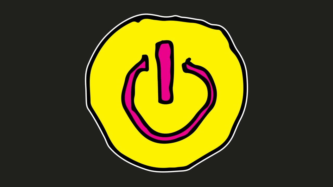 niños dibujando fondo negro con el tema del botón de encendido