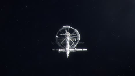 gran nave colonial generacional acercándose y volando en el espacio profundo