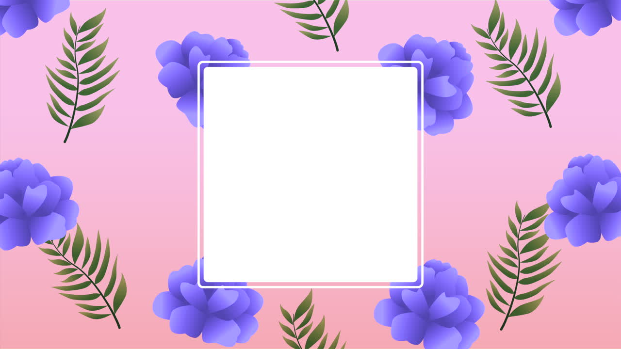 hermosa decoración floral en marco cuadrado con rosas púrpuras