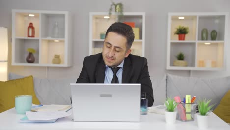 home office worker man has fatigue.