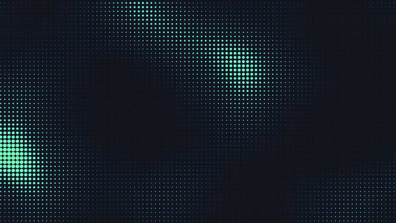Abstract Digital Halftone Pattern with Glowing Cyan Dots