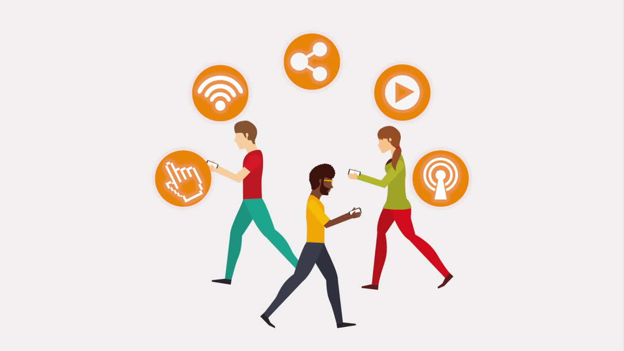 personas que utilizan teléfonos inteligentes y medios digitales