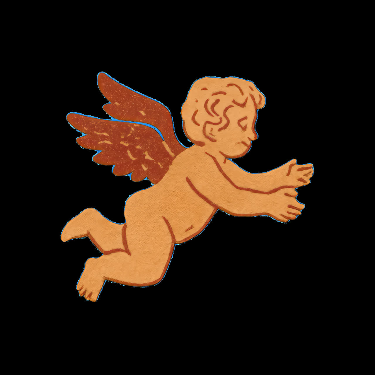 Vintage cherub illustration animation isolated asset, transparent 4K video, alpha channel, ProRes