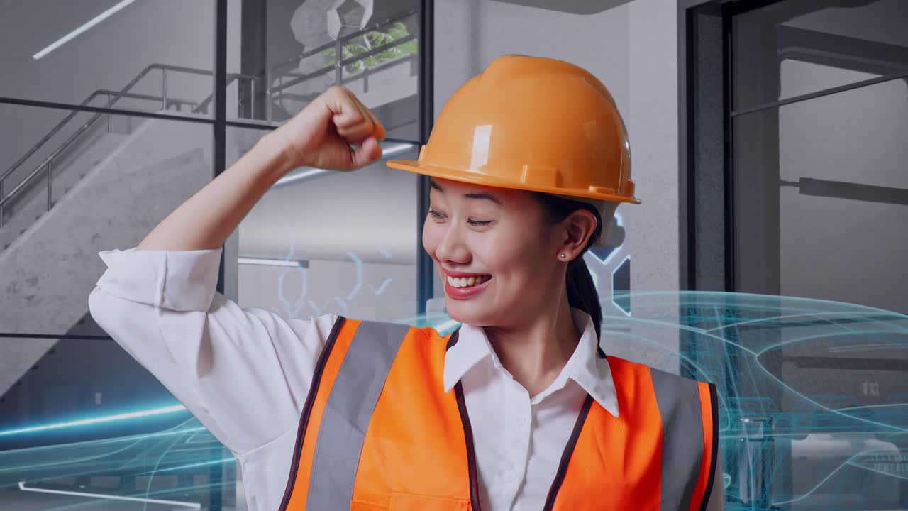 현대 건설 사무실에서 성공한 여성 엔지니어