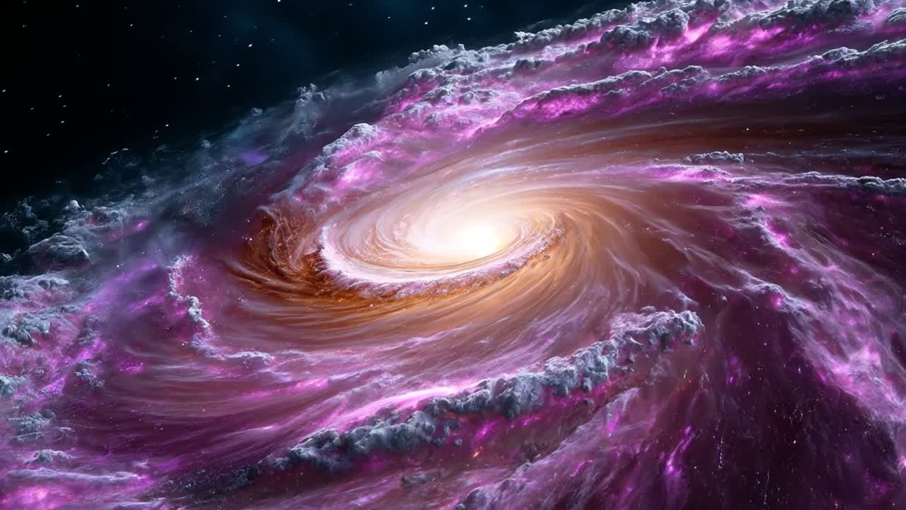 Galassia a spirale cinematica con stelle luminose nello spazio profondo