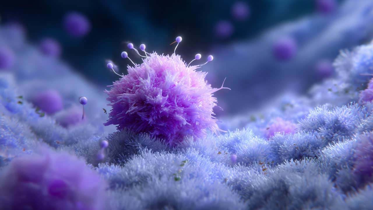 A Microscopic Exploration of Vibrant Cellular Landscapes: Discovering Intricate Structures and Dynamic Interactions of Colorful Microorganisms