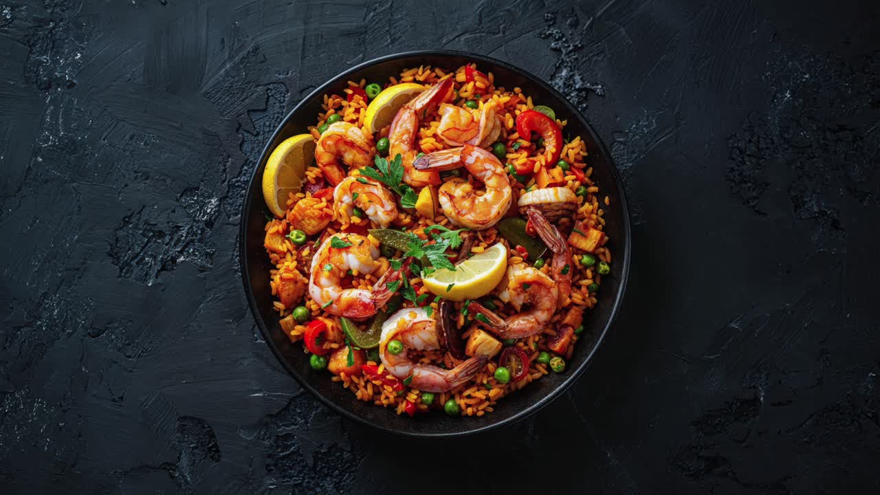 paella con camarón y pollo