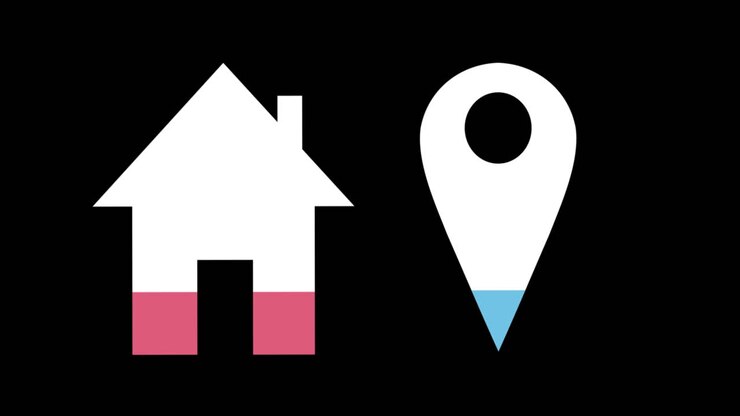 House and location pin shapes filling up with colours 4k