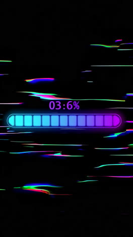 futuristic digital loading bar with neon glitch effect