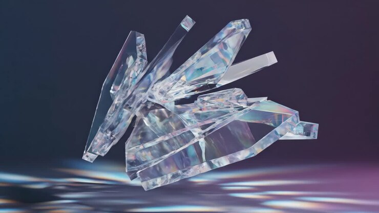 Abstract Iridescent Glass Geometric Shapes