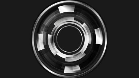 círculos brillantes negros y metálicos engranajes fondo de movimiento tecnológico abstracto